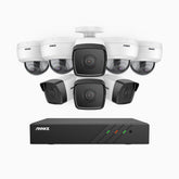 H500 - 3K 8 Kanal PoE Überwachungskamera-Set mit 4 Bullet Kameras & 4 Dome Kameras, EXIR Nachtsicht 2.0, Eingebautes Mikrofon, Unterstützt RTSP und ONVIF, funktioniert mit Alexa, IP67